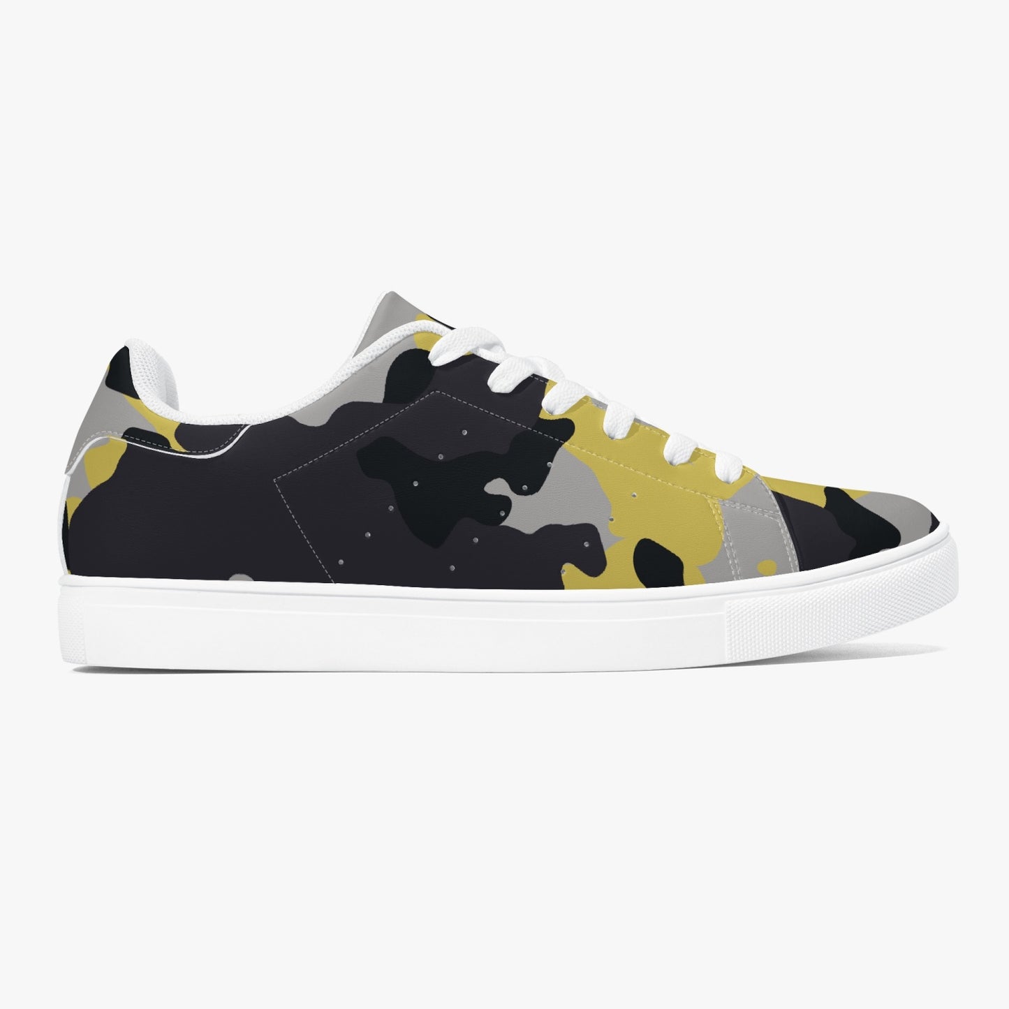 Camo Sneakers | Classic Low-Top Leather | Yellow, Black, & Silver