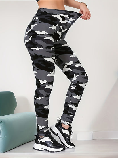 Leggings ajustados con estampado de camuflaje, leggings elásticos informales de cintura alta, ropa para mujer