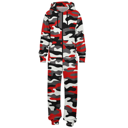 Camo Onesie | Red, Black, and White Camouflage