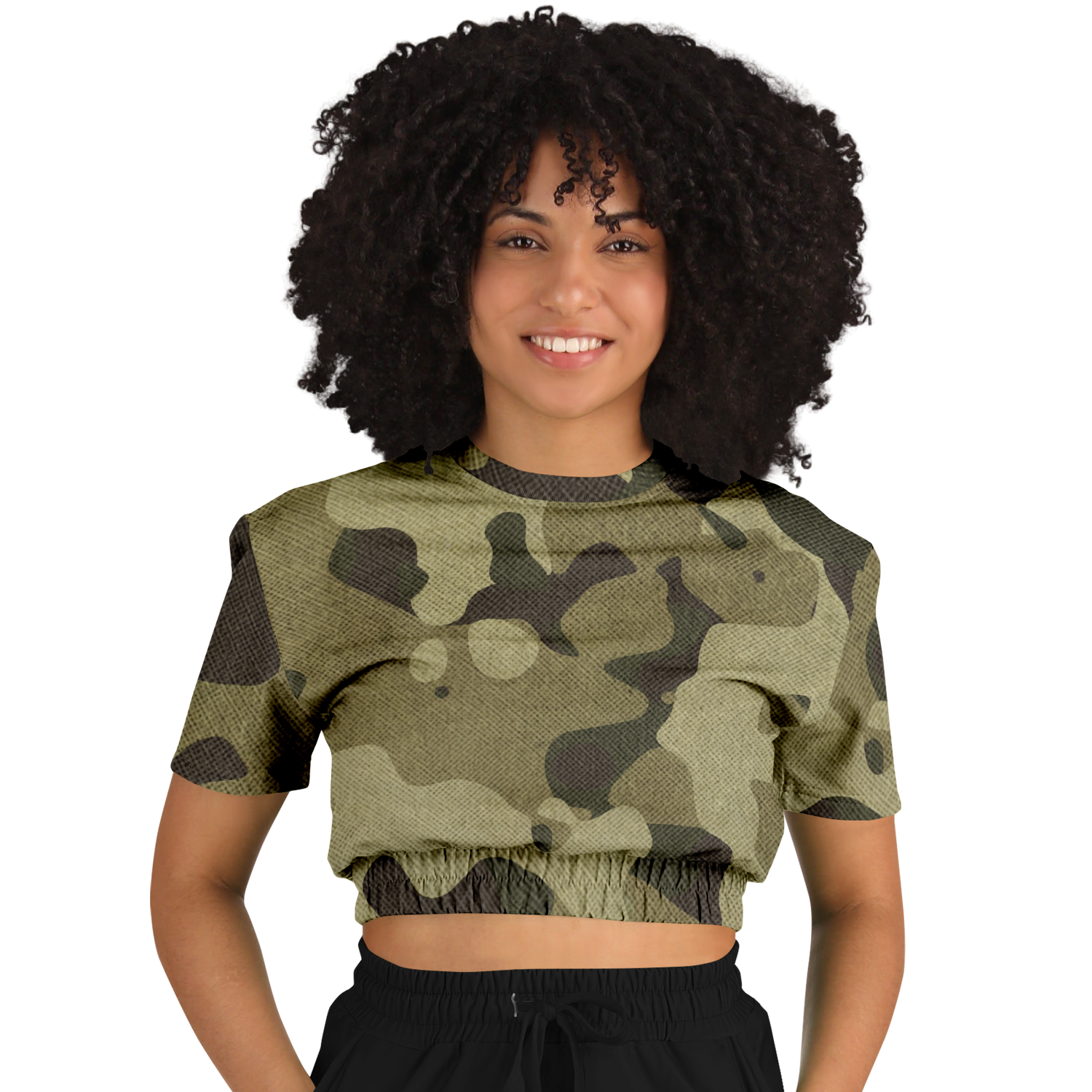 Camo Crop Top Sweatshirt | Green Fabric Camouflage