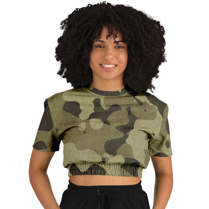 Camo Crop Top Sweatshirt | Green Fabric Camouflage