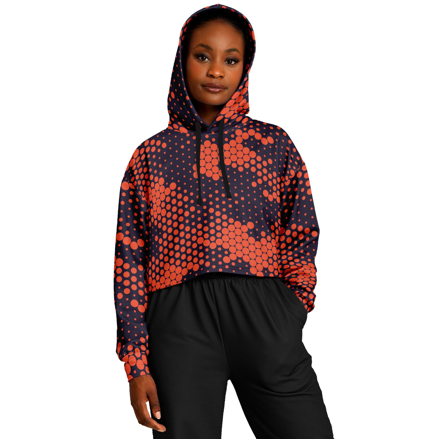 Cropped Hoodie | Orange & Blue Digital Dotted Camouflage