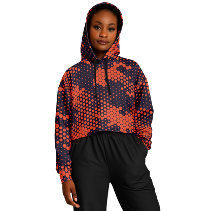 Cropped Hoodie | Orange & Blue Digital Dotted Camouflage