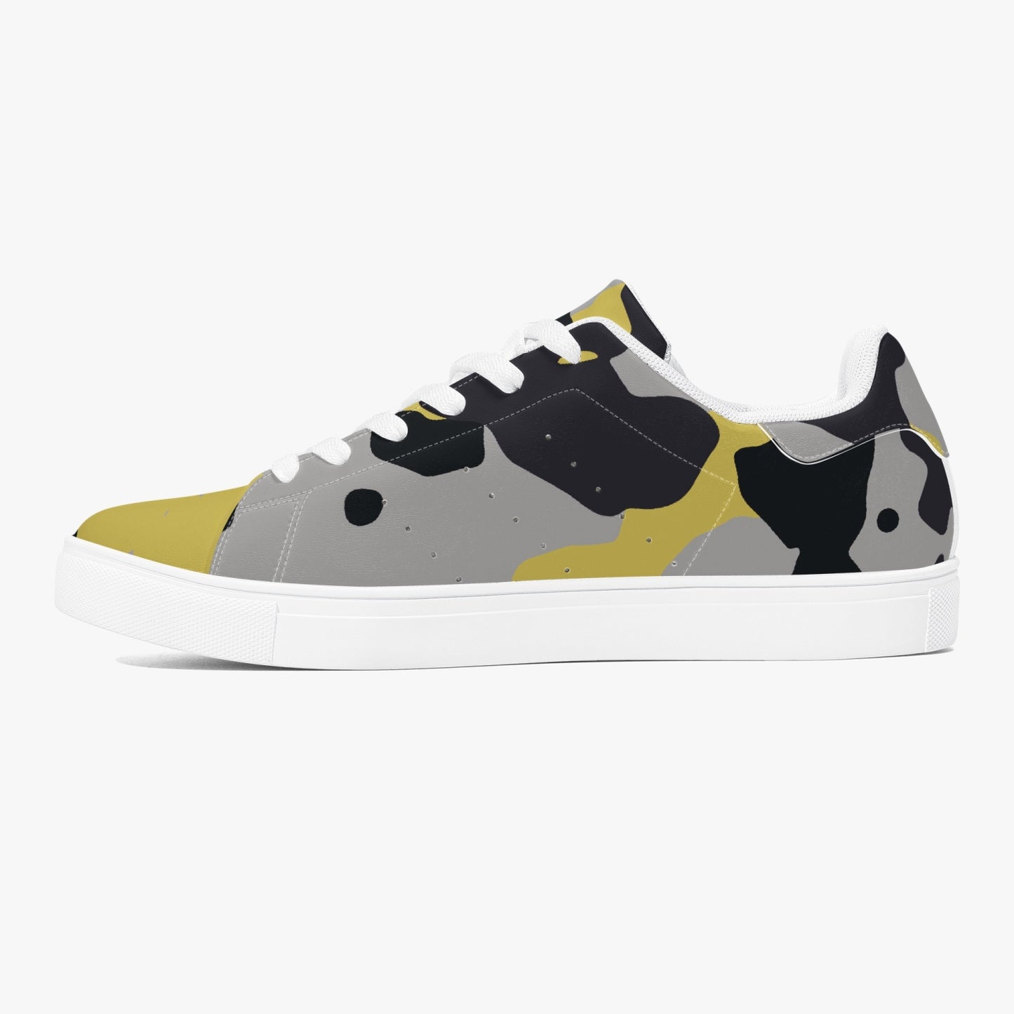 Camo Sneakers | Classic Low-Top Leather | Yellow, Black, & Silver