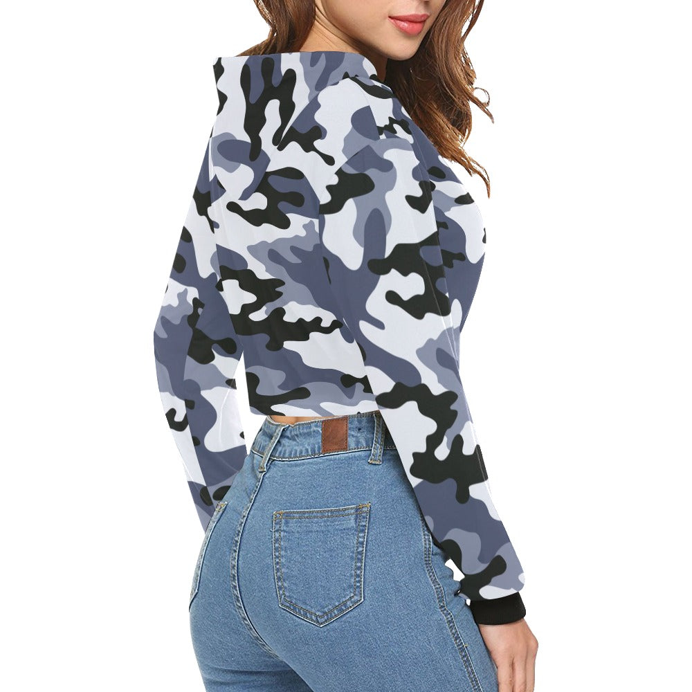 Cropped Camo Hoodie | Tight Fit | Light Blue Camouflage