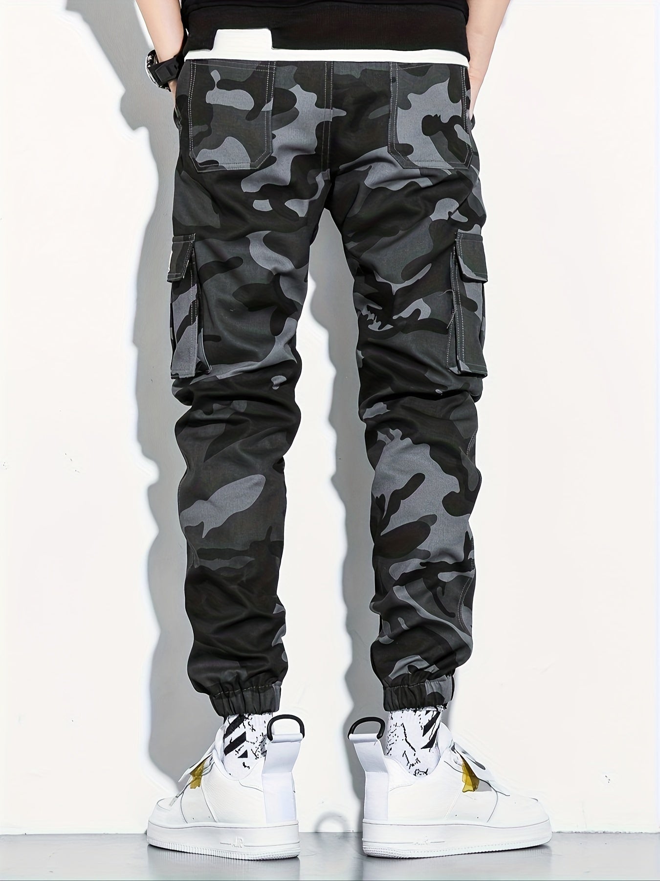 Men's Camo Cargo Cropped Pants With Multi Pockets | Vintage Style