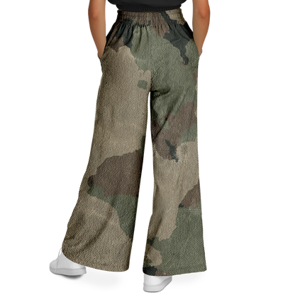 Camo Wide Leg Pants | Dirty Old Brown Camouflage