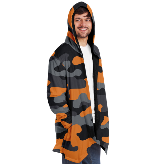 Camo Cloak | Orange, Black, & Gray Camouflage | Microfleece