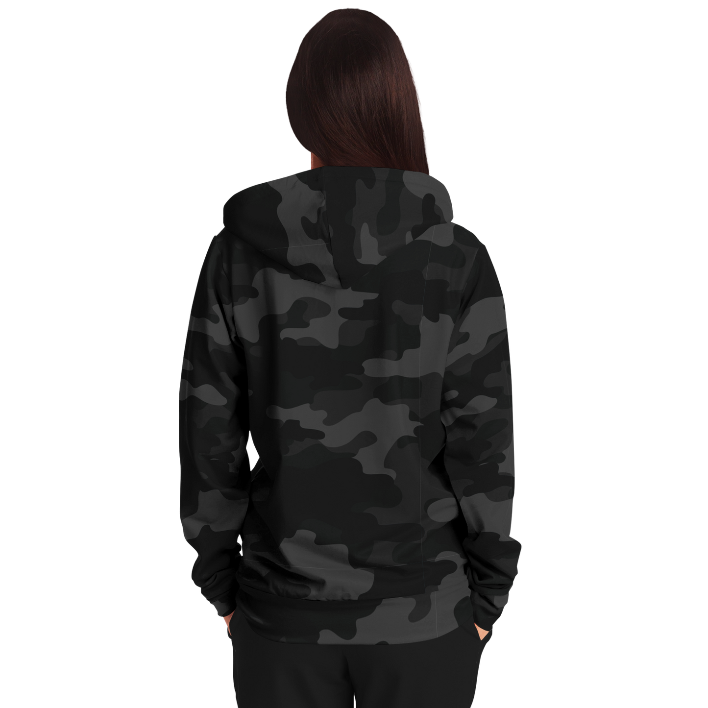 Zip-Up Hoodie | Black Camouflage