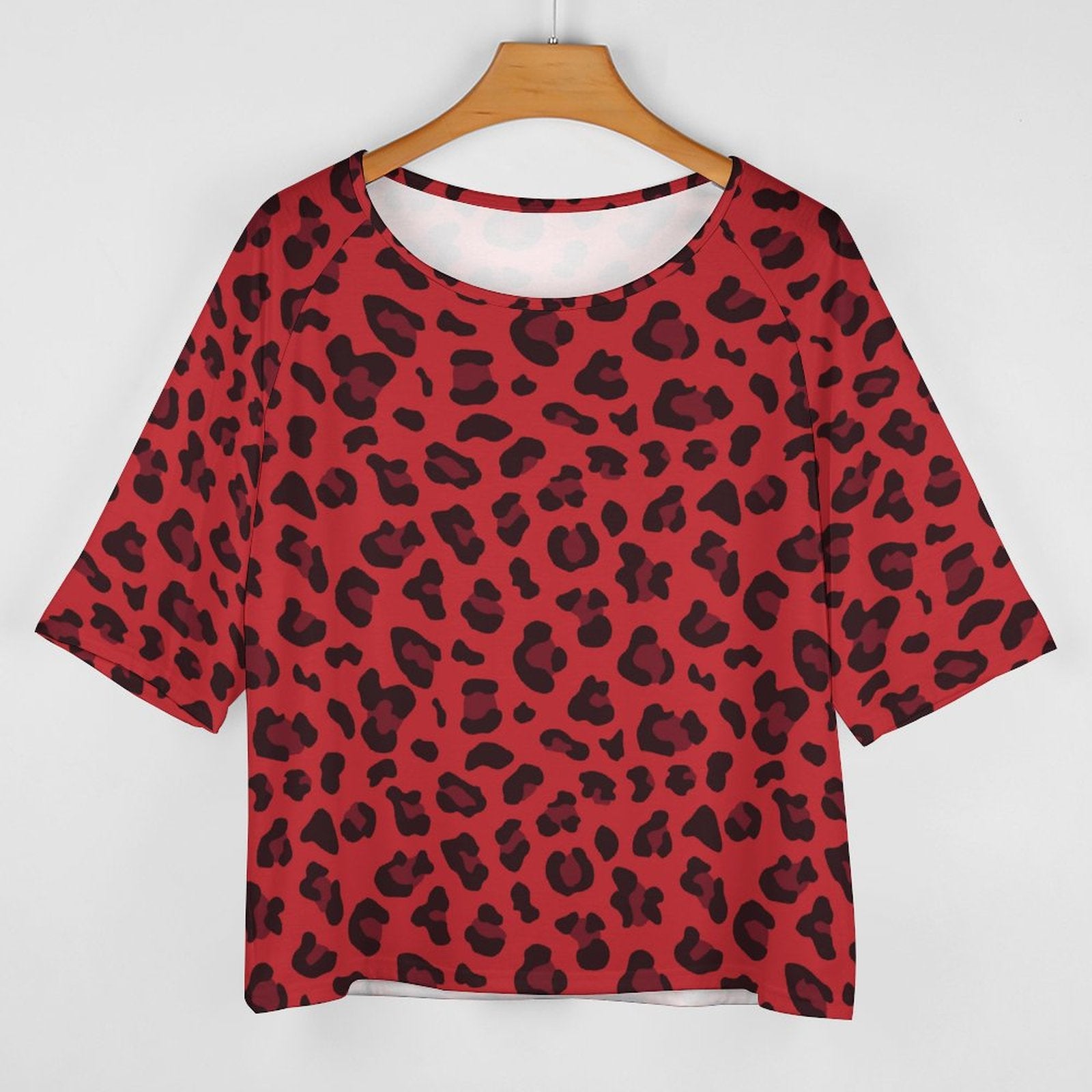 Leopard Print Shirt | Off The Shoulder Top | Red & Black