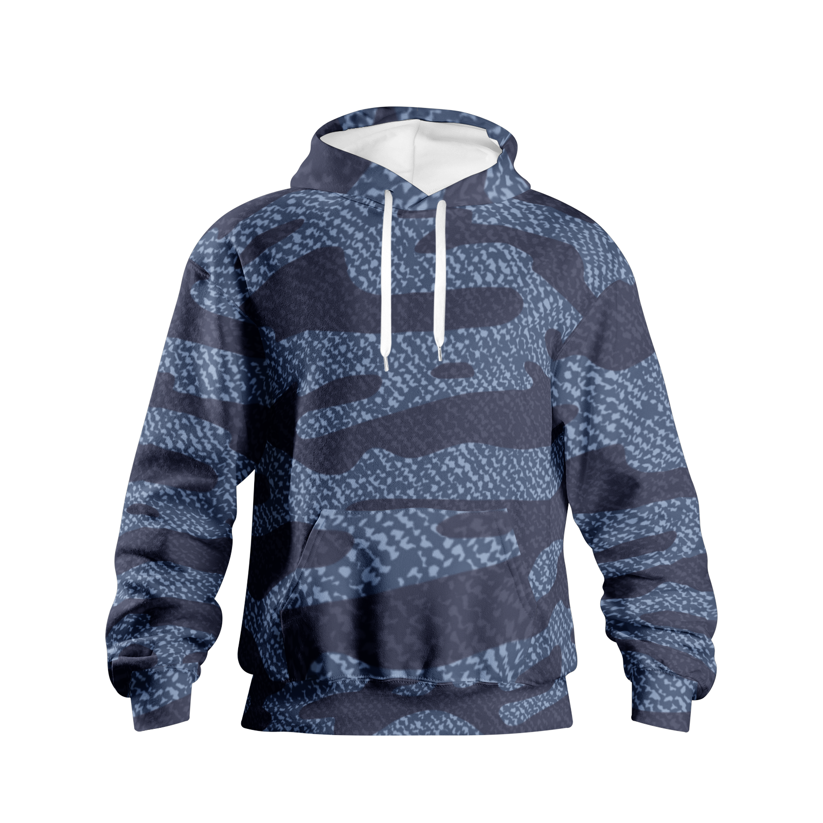 Camouflage Denim Pullover in Shades of Blue