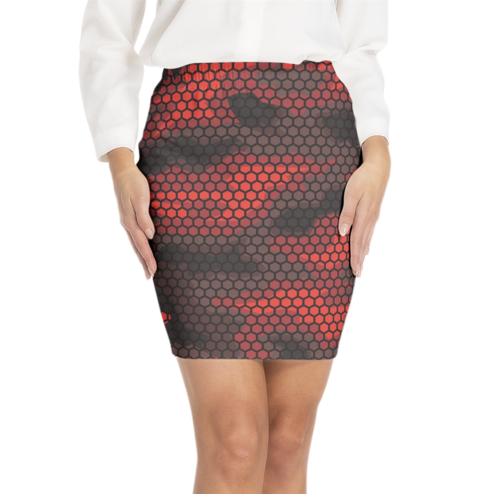 Red Camo Skirt | Elastic Waist Bodycon | Hive Camouflage