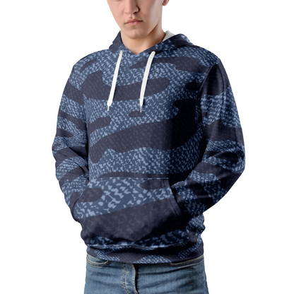 Camouflage Denim Pullover in Shades of Blue