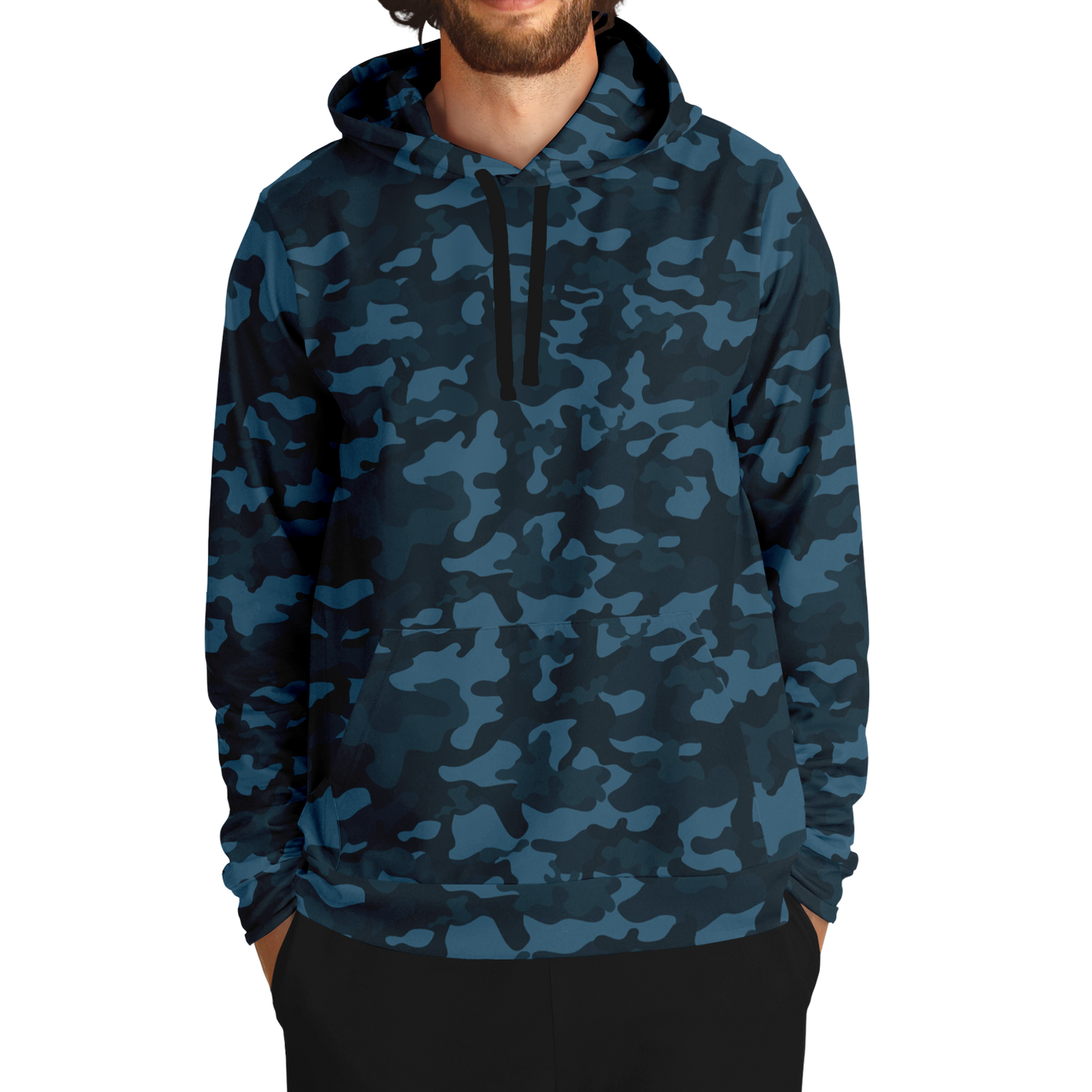 Dark Blue Camo Hoodie | Army-Inspired Camouflage