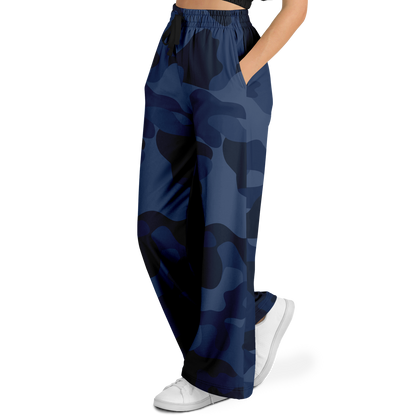 Camo Wide Leg Pants | Deep Blue Camouflage