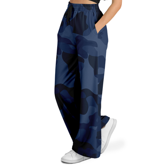 Camo Wide Leg Pants | Deep Blue Camouflage