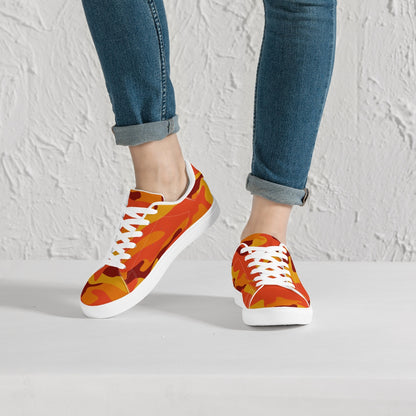 Camo Sneakers | Classic Low-Top Leather | Orange & Red