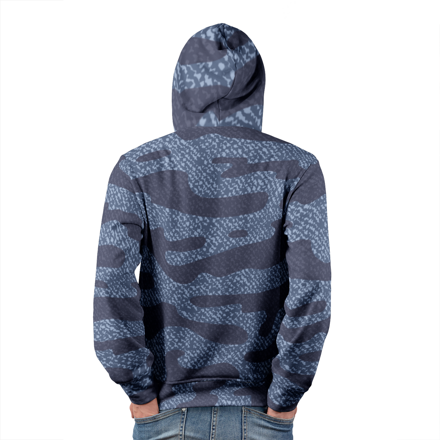 Camouflage Denim Pullover in Shades of Blue