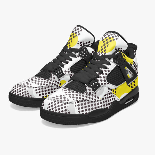 Camo Jordans AJ4 | Yellow, White and Black Dots Composition