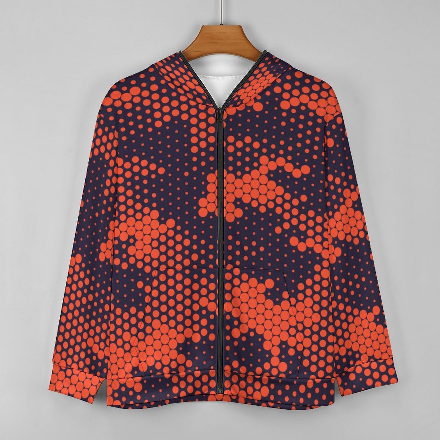 Zip up Camo Hoodie | Orange & Blue Digital Camouflage