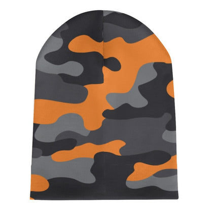 Camo Beanie | Orange, Gray & Black Camouflage