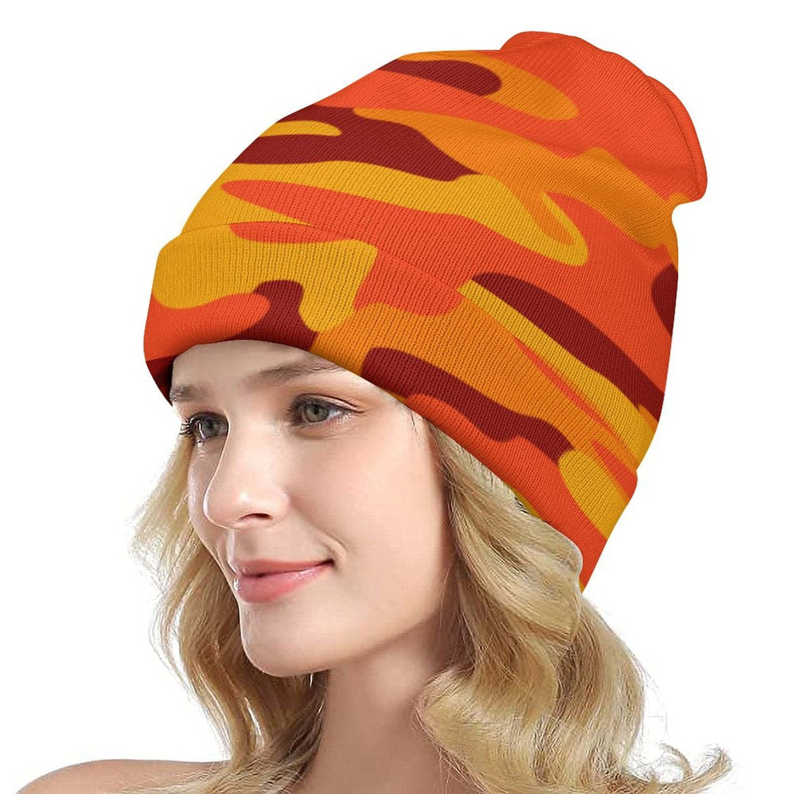 Camo Beanie | Orange & Red Camouflage