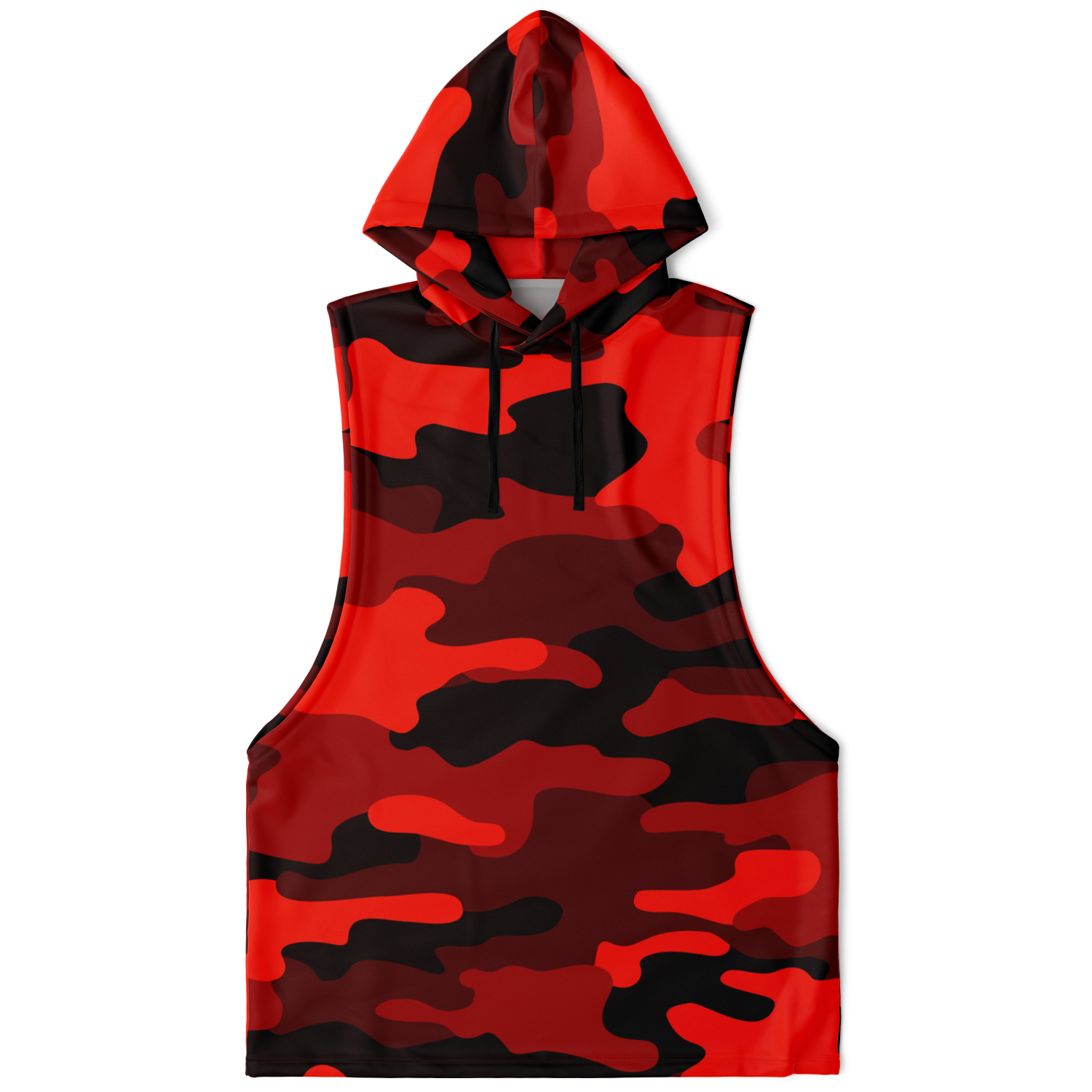 Sleeveless Hoodie | Scarlet Red & Black Camouflage