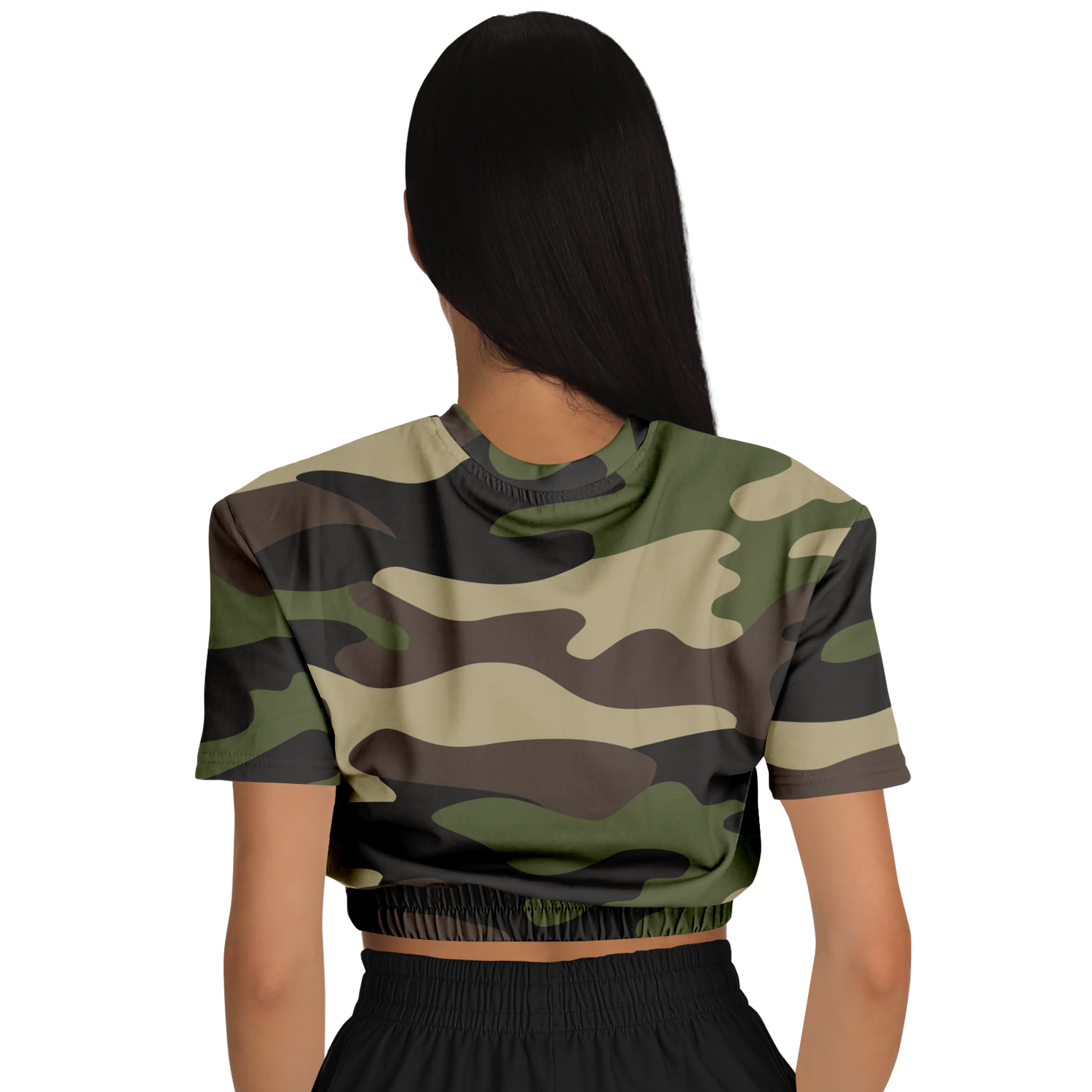 Camo Crop Top Sweatshirt | Classic Green Camouflage