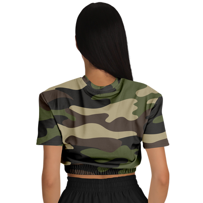 Camo Crop Top Sweatshirt | Classic Green Camouflage