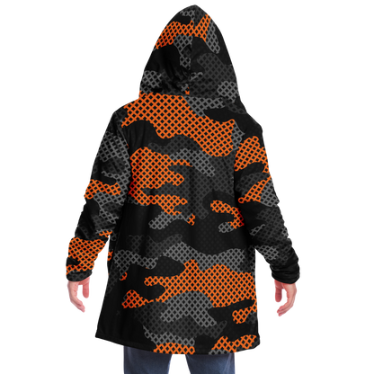 Camo Cloak | Orange & Black Pixel Camouflage | Microfleece