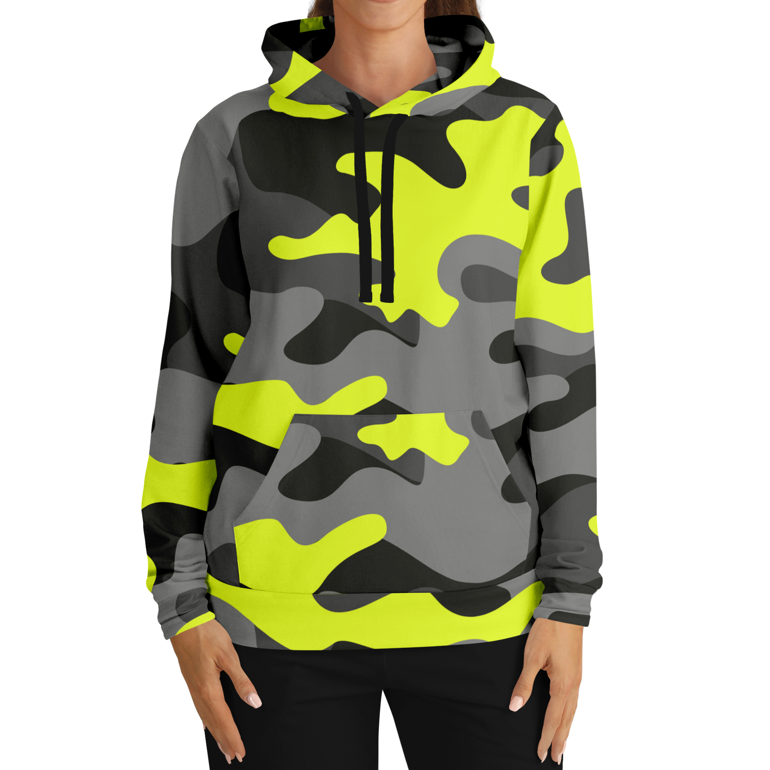 Camo Hoodie | Black, Gray & Yellow Camouflage Pullover