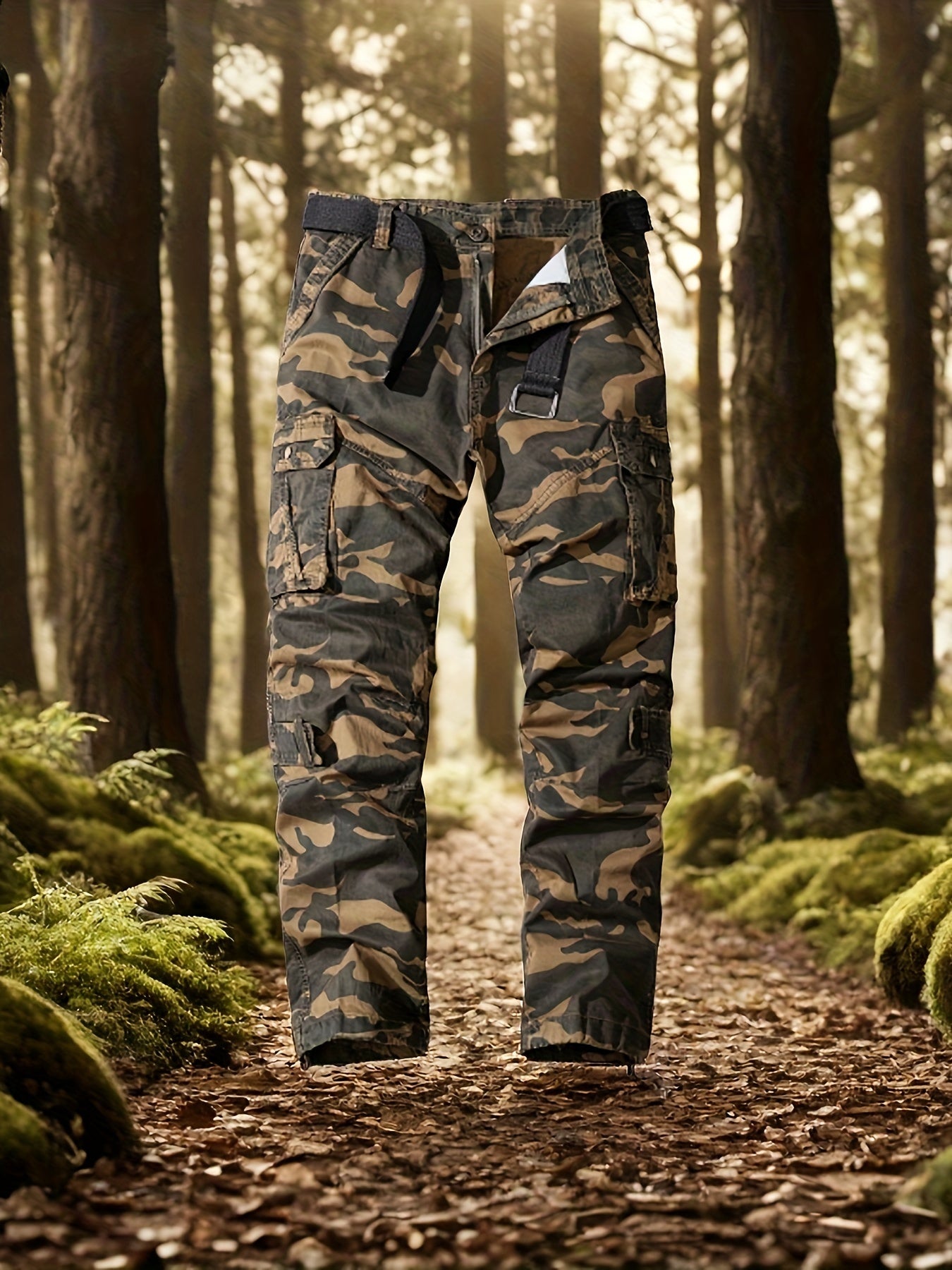 Men's Camo Twill Trousers: Straight Fit, Casual & Sports Workwear