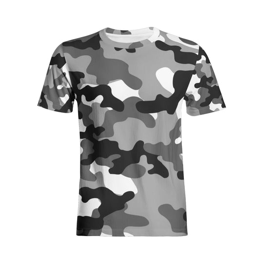 Camo T-shirt | Cotton | Unisex | Gray, Black, and White