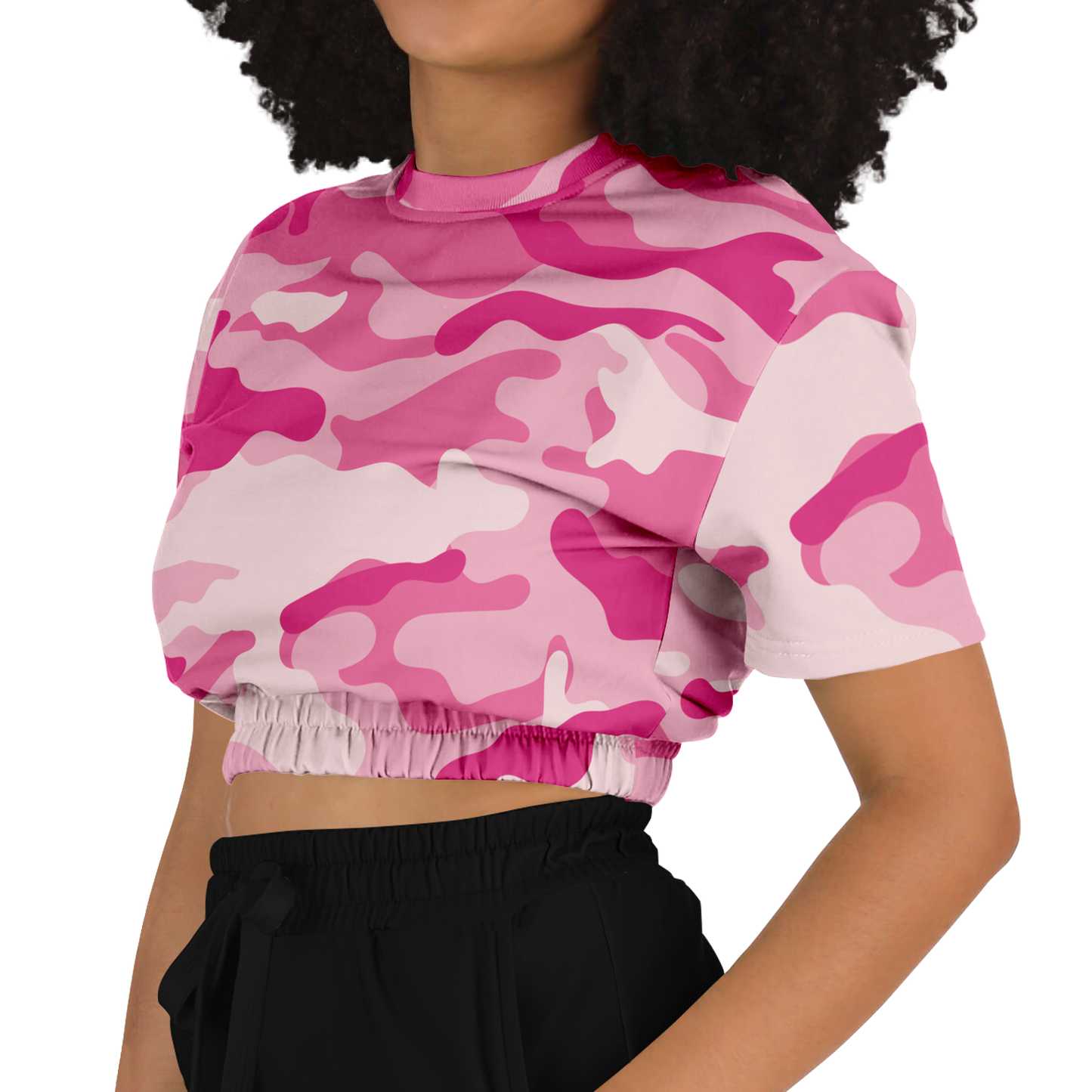 Camo Crop Top Sweatshirt | Lavender Pink Camouflage