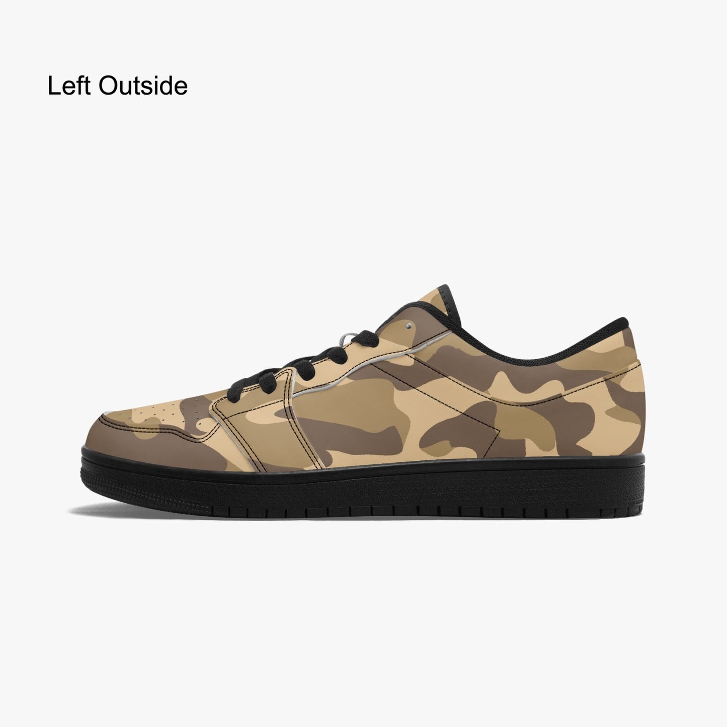 Camo Sneakers | Khaki Low-Top Leather Camouflage Shoes