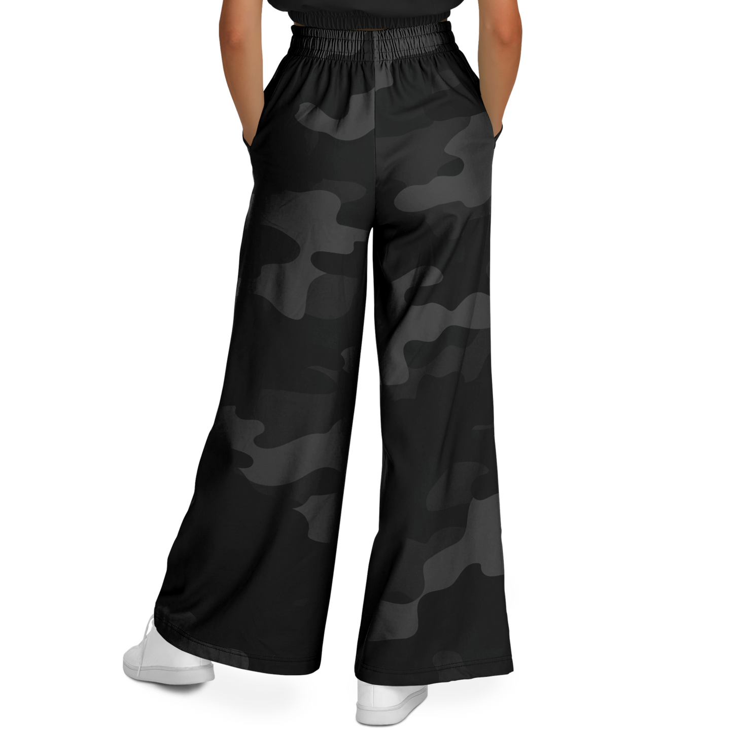 Camo Wide Leg Pants | Black Camouflage