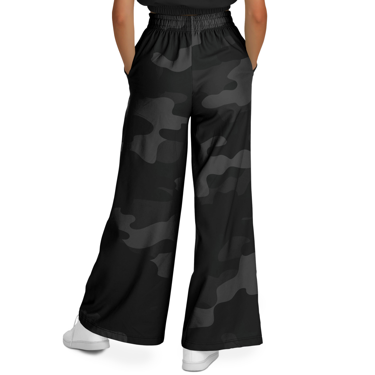 Camo Wide Leg Pants | Black Camouflage