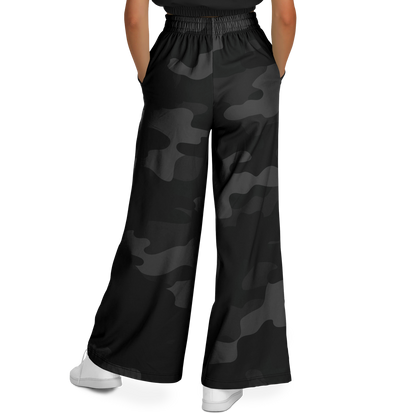 Camo Wide Leg Pants | Black Camouflage