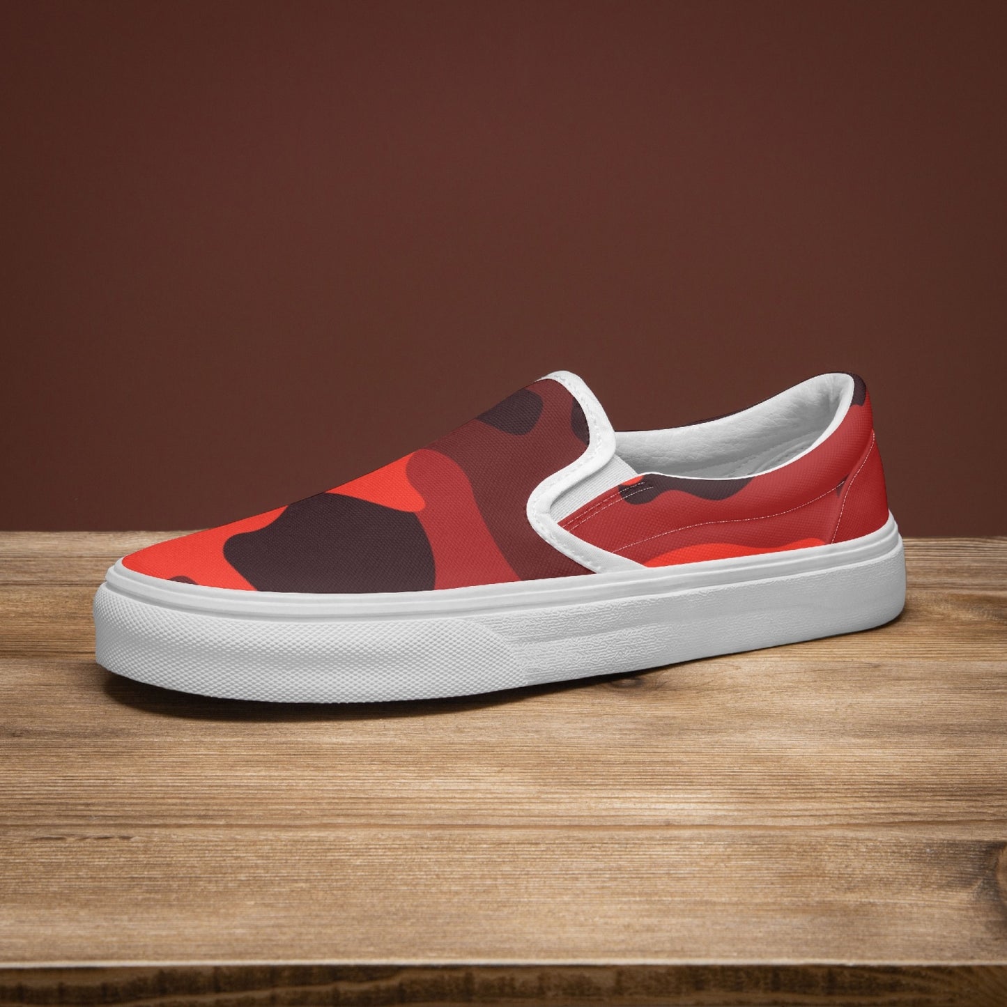 Camo Slip-On Shoes | Scarlet Red and Black Camouflage