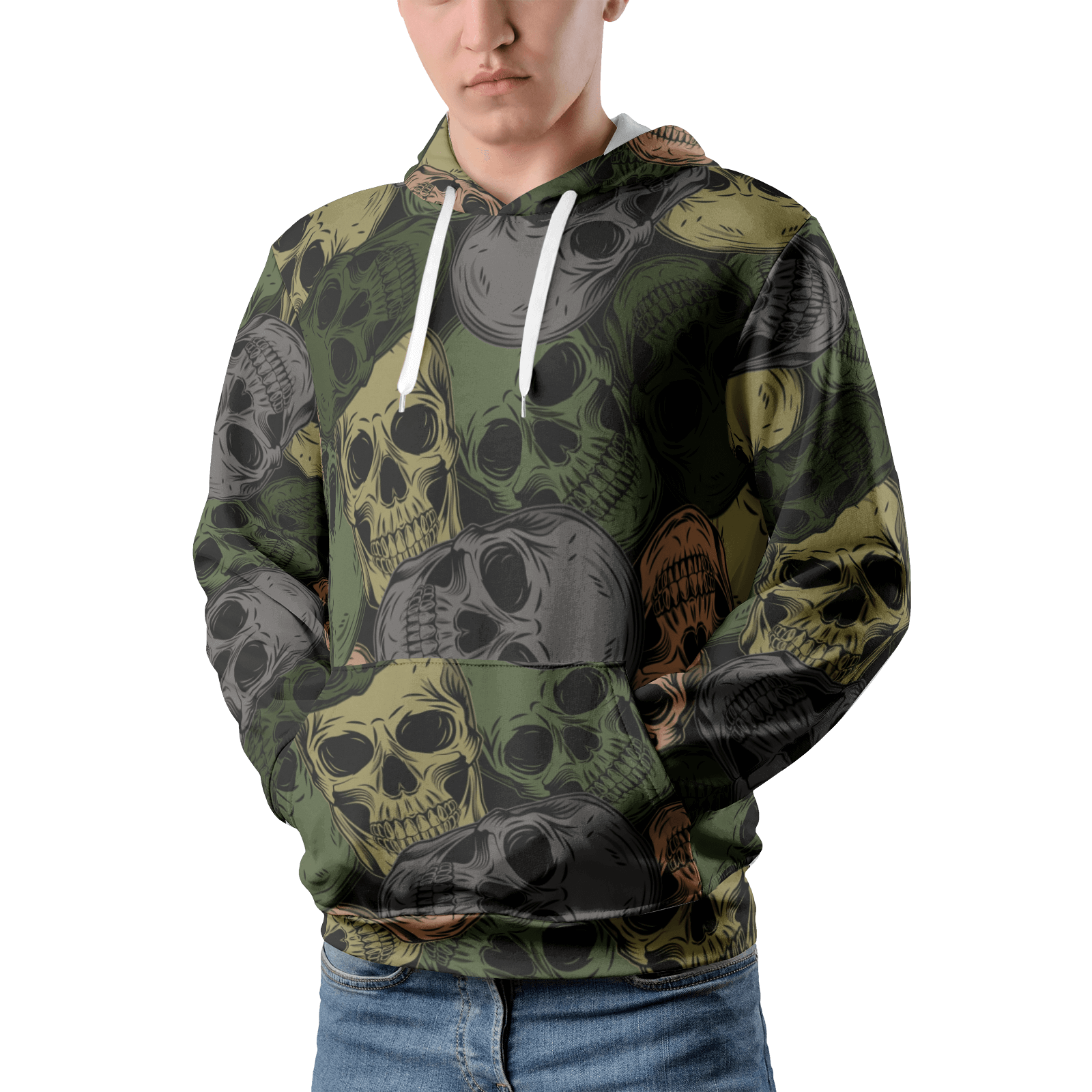 Skulls Camo Hoodie | Green and Gray