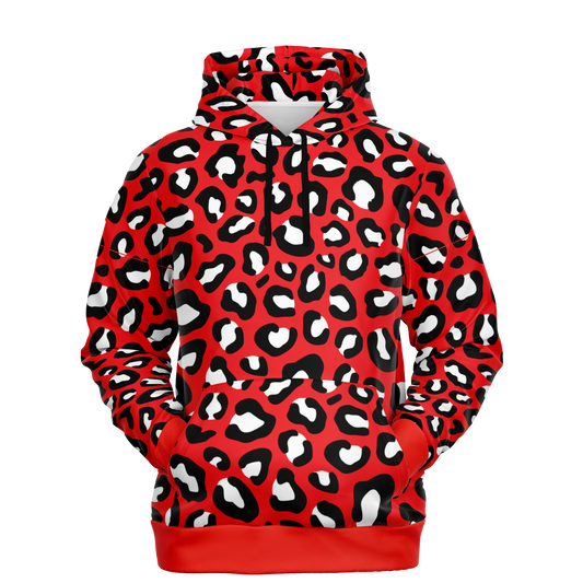 Leopard Hoodie | Red, Black and White Pattern