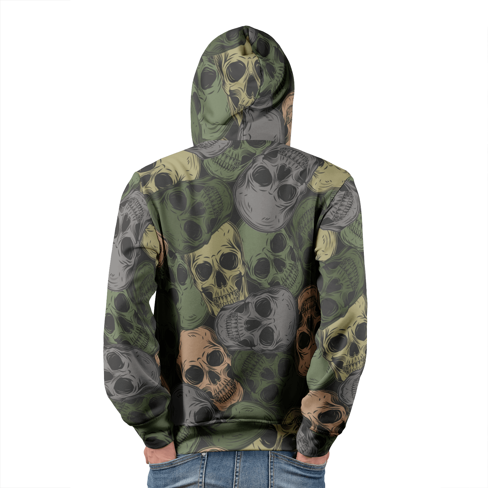 Skulls Camo Hoodie | Green and Gray