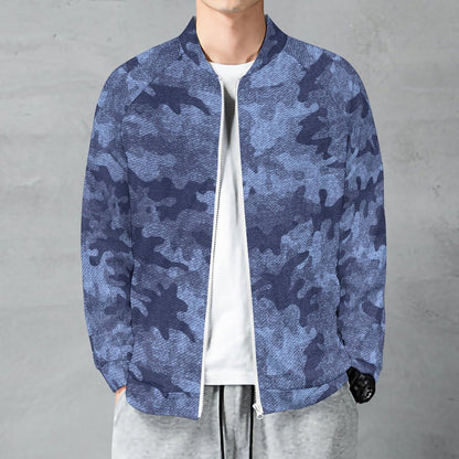 Camo Shirt | Raglan Zip-up | Denim Blue