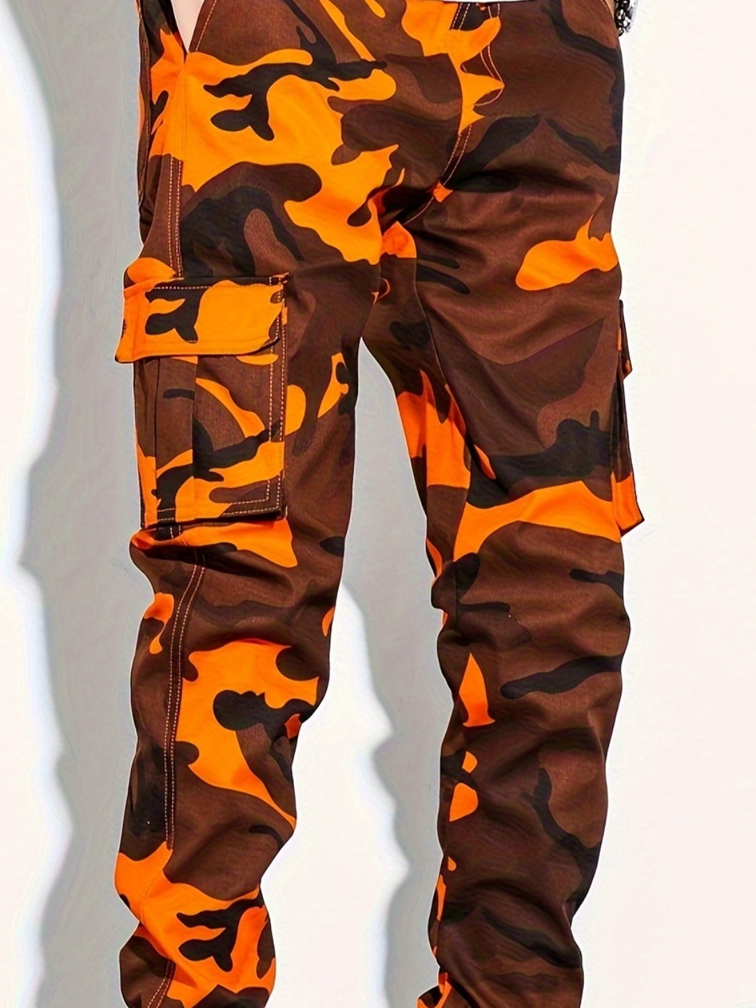 Men's Camo Cargo Cropped Pants With Multi Pockets | Vintage Style