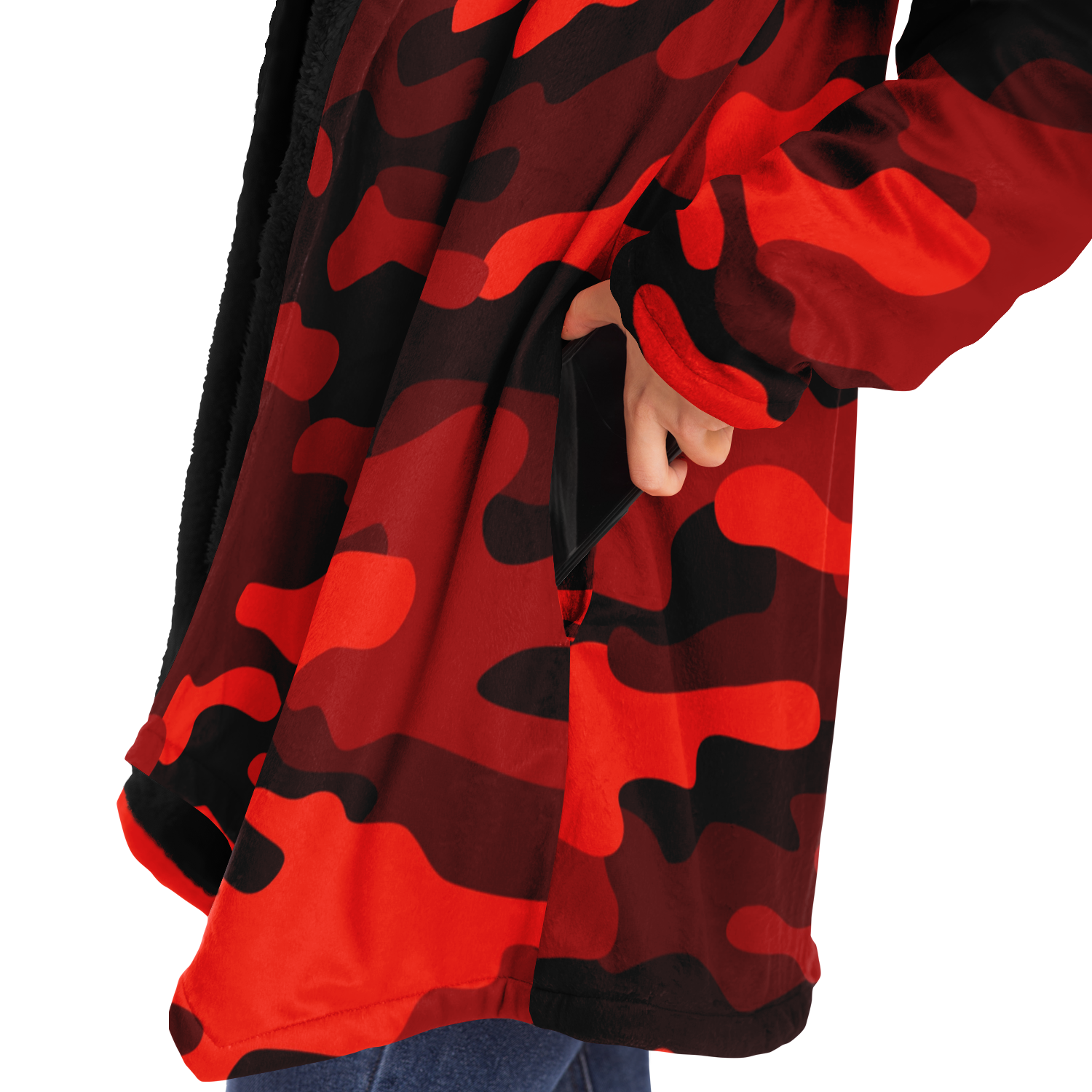 Camo Cloak | Scarlet Red & Black Camouflage | Microfleece