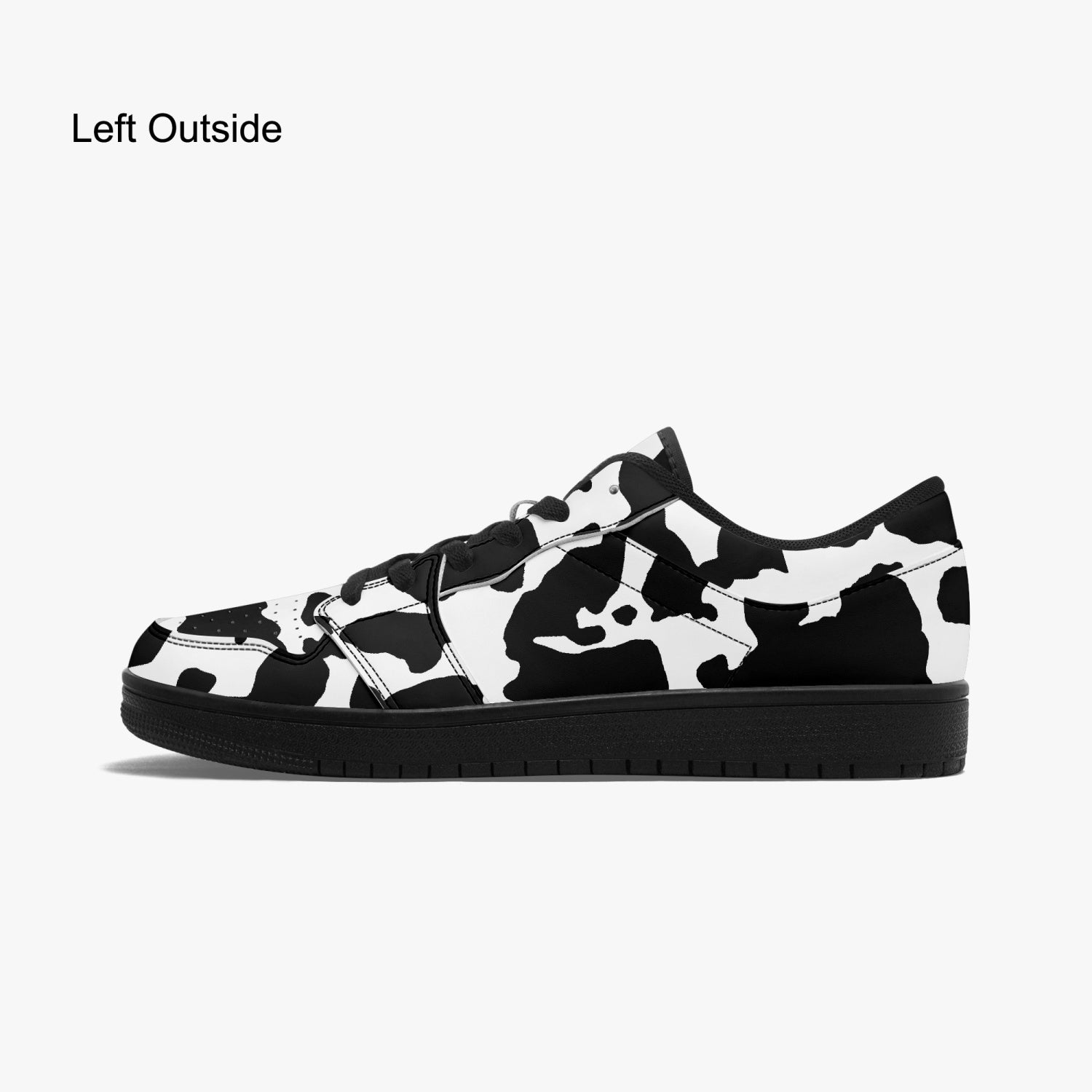 Camo Sneakers | Black and White Low-Top Leather Camouflage