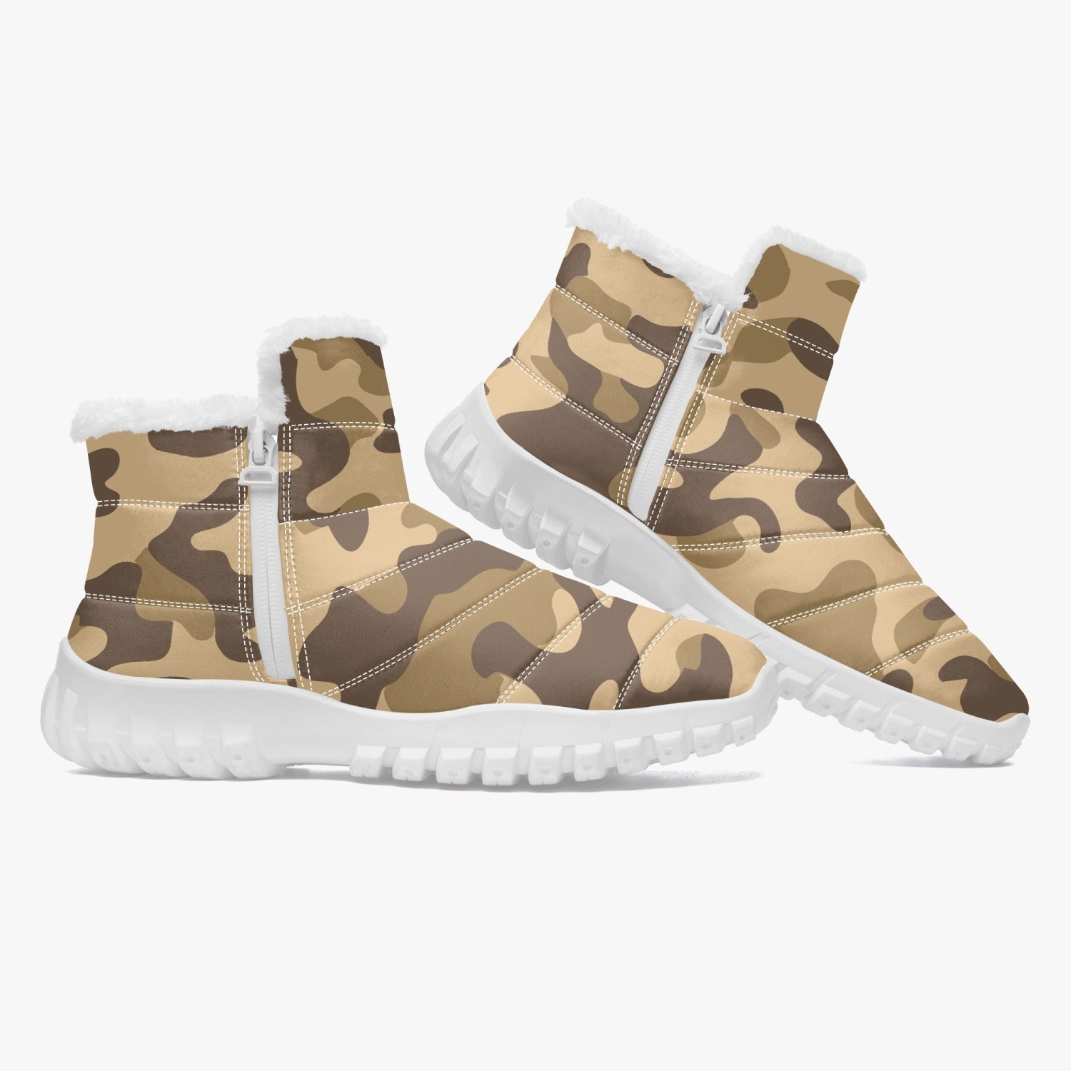 Camo Boots | Cotton-pad Fur Zipper Up | Khaki