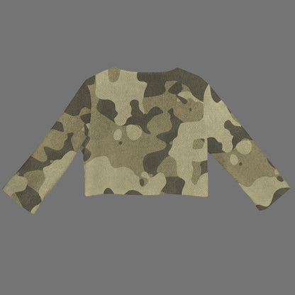 Camo Blazer | Cropped Open Front | Green Fabric Camouflage