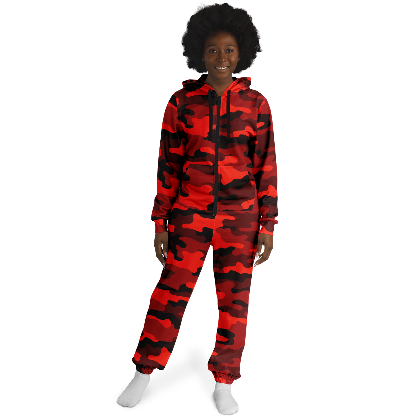 Camo Onesie | Scarlet Red and Black Camouflage