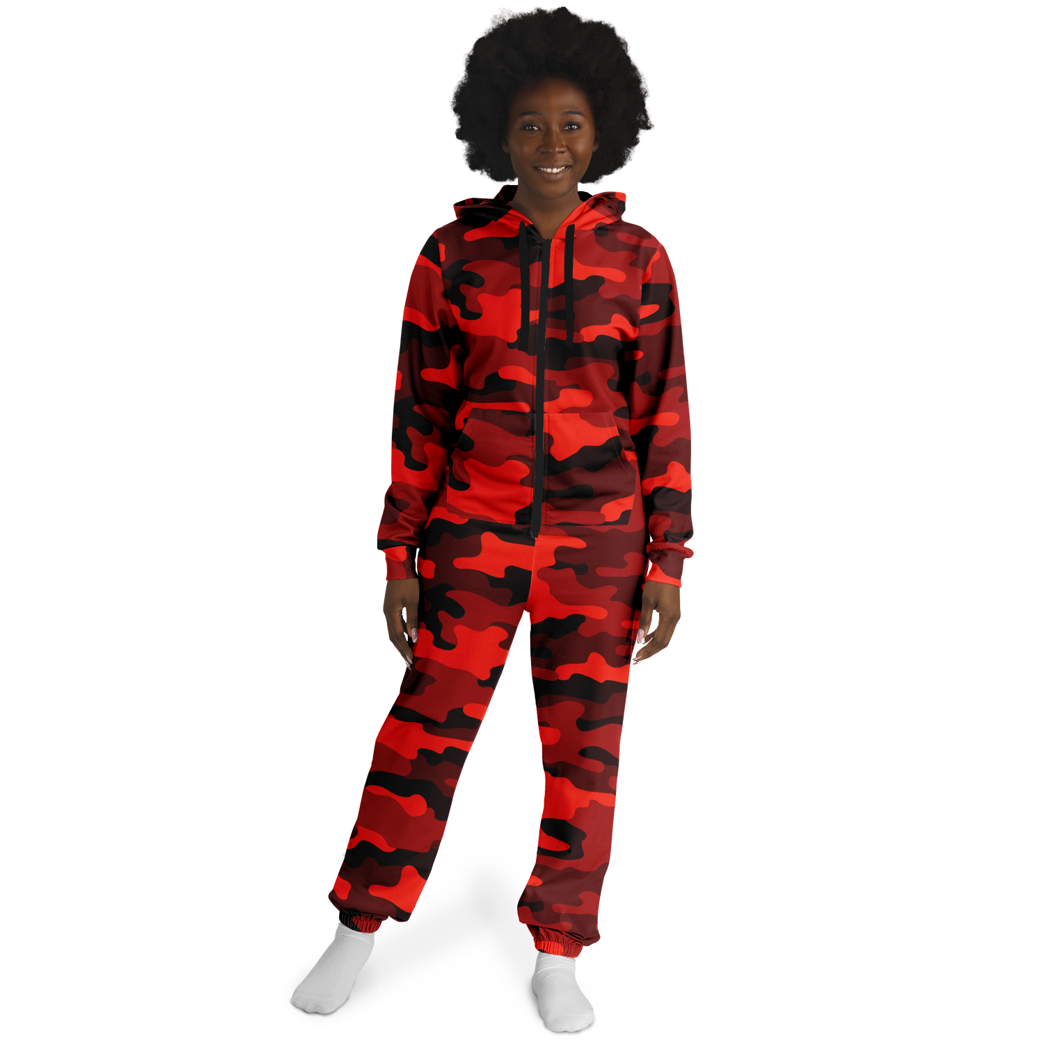 Camo Onesie | Scarlet Red and Black Camouflage